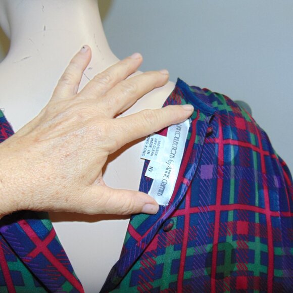 Vintage Anne Crimmins For Umi Collections Blouse Silk Abstract Geometric 10 Boho - Picture 11 of 12